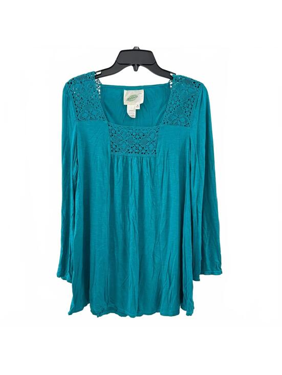 Nurture by Lamaze Tops - Vintage Nurture Teal Crochet Boho Top Square Neck Whimsigoth Fairy Size Medium